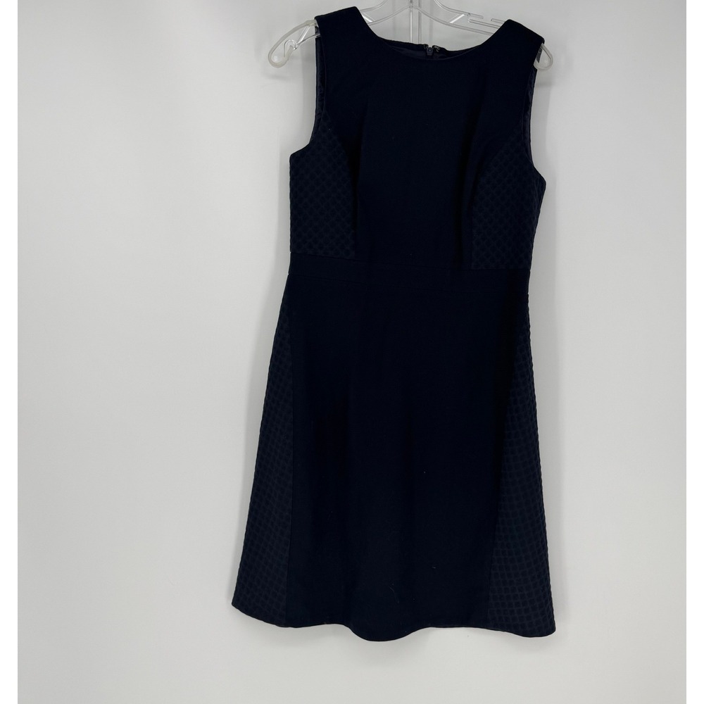 J.Crew Sleeveless Dress Women 10 Navy Blue Textured Panel A-Line Career Timeless